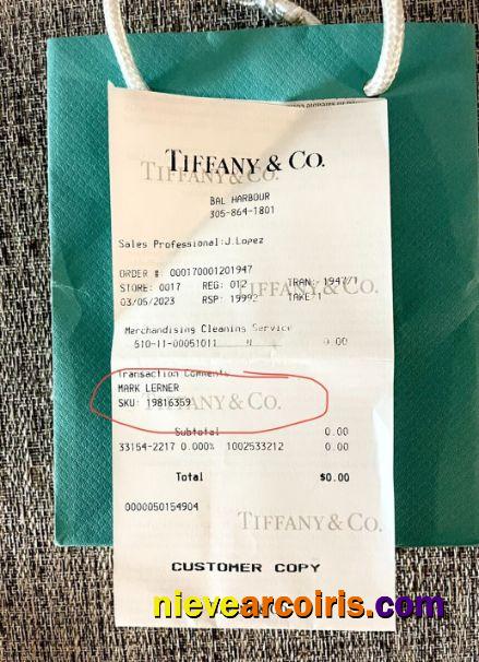 Tiffany & Co design house receipt